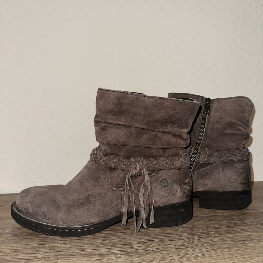 Born suede braided leather wrap boots